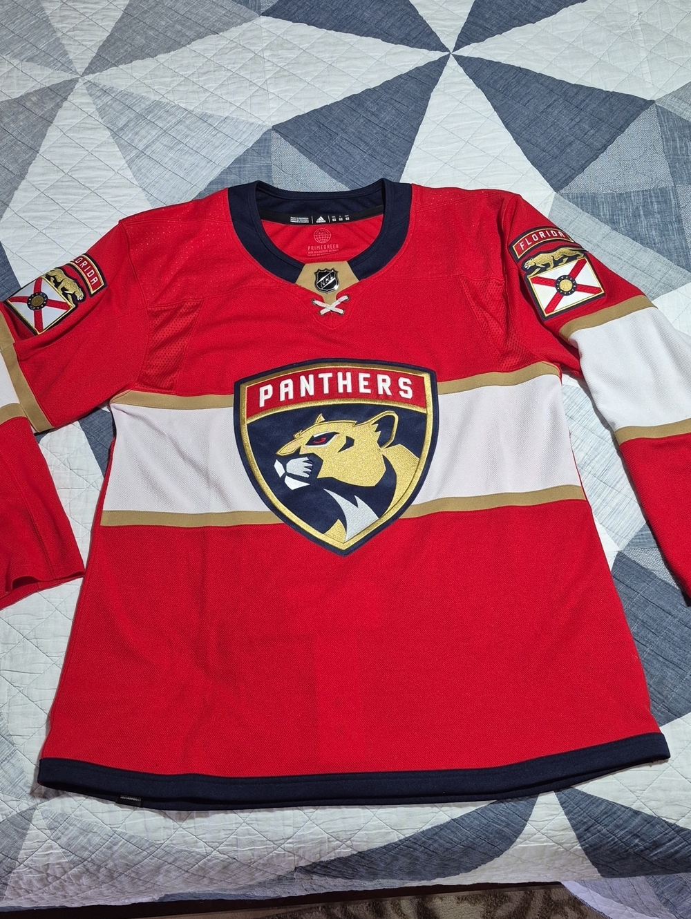 Adidas NHL Florida Panthers Red, White & Gold Authentic Hockey Jersey 52